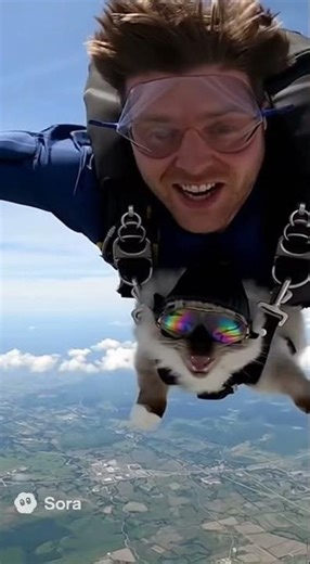 kitty goes skydiving #cat #cute #memes #funny