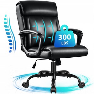 JONPONY Big and Tall Office Chair 300LBS Wide Seat Ergonomic Computer Desk Chair High Back Executive Leather Chair Adjustable Task Chair Lumbar Back Support 8 Hours Heavy Duty Design,Black