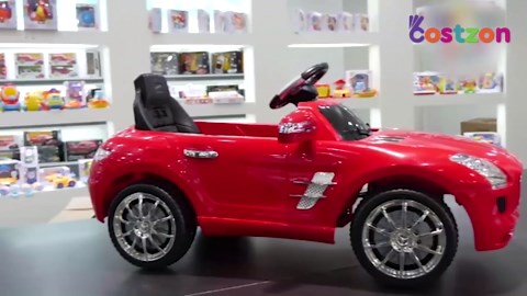 Costzon Ride On Car, Licensed Mercedes Benz SLS Battery Powered Electric Car for Kids w/Parental Remote Control, Lights, Music, MP3, Safety Belt, 4 Wheeler Cars to Drive for Boys Girls Gift (Red)