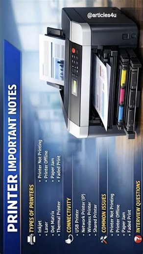 Printer troubleshooting interview questions for Service Desk #articles4u #reels #youtubeshorts