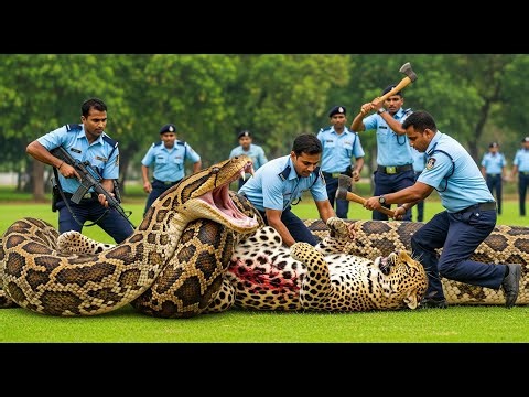 Unbelievable Rescue: Giant Python Attacks Leopard in Shocking Jungle Battle