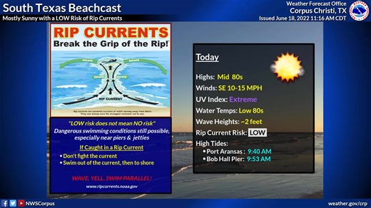 Here is your local National Weather Service South Texas weather briefing for Saturday June 18, 2022. | US National Weather Service Corpus Christi Texas | Facebook