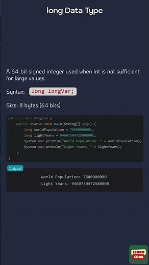 The long Data Type in Java