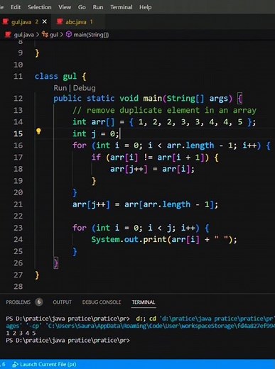 remove duplicate element in array #java #programming #ytshorts #shortvideo #shorts