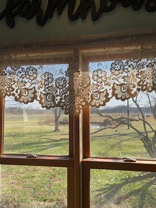 Vintage 90’s Primitive Open Weave Beige Lace Curtain Valance With Daisy Scalloped Edge 70” Wide X 18” Long. Woven Large Squares and Daisies - Etsy