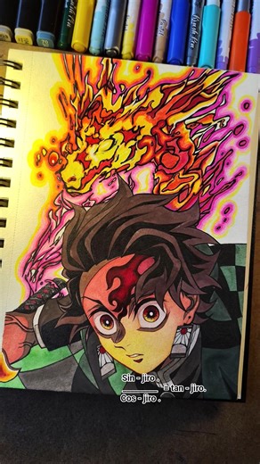 tanjiro drawing with sun dragon #demonslayer #shorts