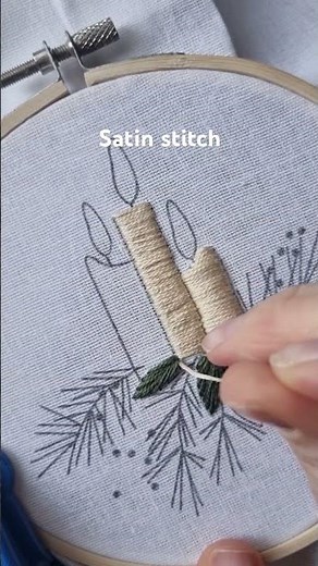 Satin Stitch Candles 🕯✨ | Holiday Embroidery Tutorial #embroidery #tutorial #diy #christmas #craft