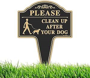 T&R Large Please Clean Up After Your Dog Sign with Stake - 1 Pack - 14” x 10” Rust Free Heavy Aluminum Sign for Outside, UV Protected, Waterproof and Fade Resistant, Easy to Install