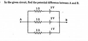 In the given circuit, find the potential difference between A a... | Filo