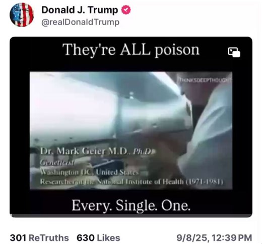 Post 🇺🇸&🇫🇷 2 min 30 sec video https://t.co/nM7oKOSbur‼️💣🇺🇸President Trump calls out the VACCINE TERRORISTS… Vaccines 💉— They're ALL POISON ☠️. Every. Single. One ‼️‼️💣🇫🇷 Le président TRUMP DÉNONCE LES TERRORISTES DU VACCIN 💉…Les VACCINS 💉 sont TOUS des POISONS ☠️ . TOUS, sans Exception‼️🚨🇺🇸GENERAL FLYNN: « It is about TIME. These are destroying the lives of many American CHILDREN and making us an unhealthier society on purpose. @realDonaldTrump @SecKennedy🚨🇫🇷LE GÉNÉRAL FLYNN: 