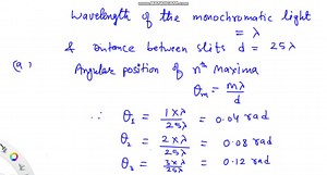 SOLVED: A student sets up a double - slit experiment using monochromatic light of wavelength λ. The distance between the slits is equal to 25λ.(a ) Find the angles at which the m=1,2, and 3 maxima occur on the viewing screen. (b) At what angles do the first three dark fringes occur? (c) Why are the answers so evenly spaced? Is the spacing even for all orders? Explain. | Numerade