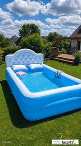 Inflatable Bed Pool 🛏️💦 Turn your backyard into a floating paradise with this inflatable bed pool—perfect for lounging, chilling, and soaking up summer vibes! ☀️✨ #InflatablePool #BedPool #Luxarts #SummerFun #RelaxationMode #BackyardEscape | LuxArts