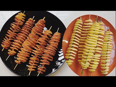 POTATO spiral stick! EASY Potato Spiral Sticks by Hand in Minutes! Potato Spring Roll Chips!