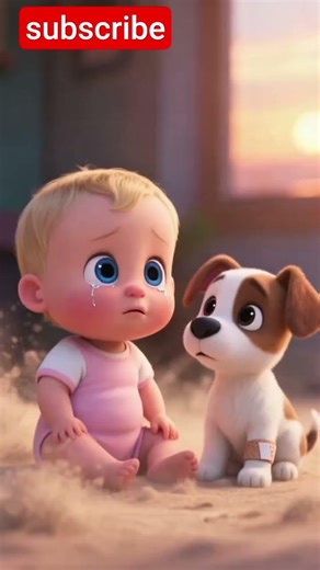 A cute 3D cartoon baby feeding birds in a park.Suddenly, all birds fly away.#babycartoon