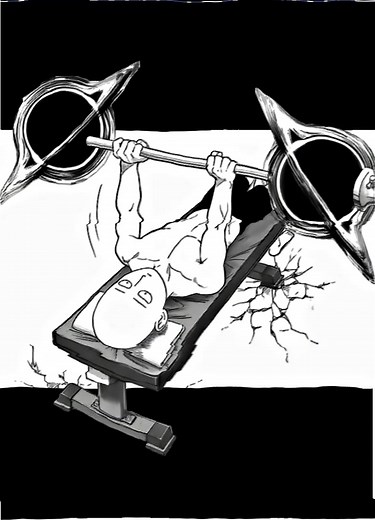 One Punch Man Saitama Bench Presses Two Black Holes