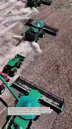 Three Combine Harvesters Dominate the Field #HarvestFleet #AgriTech #USA