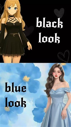black look vs blue look #dress #nails #fashion #trending