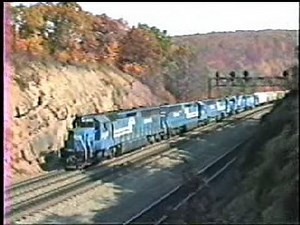 20 Cylinders ROAR! Conrail SD45-2's, SD50 battle up-hill in the Allegheny's... 10/15/1989