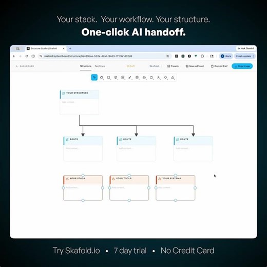 Skafold Dev Update: Your Stack. Your Structure. One-Click AI Handoff.