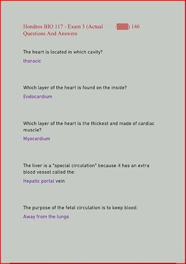 Hondros Bio 117 Exam 3 Actual 146 Questions And Answers2674 video