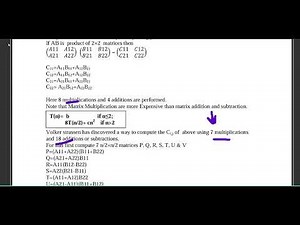 Strassen’s Matrix Multiplication