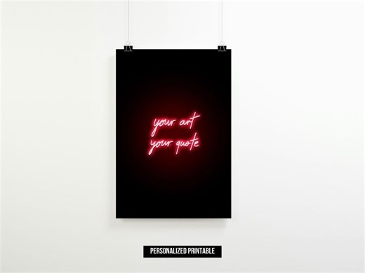 Personalized Neon Sign Print, Custom Quote Wall Art, Aesthetic Typography Poster, Custom Text Gift, Modern Room Decor - Etsy