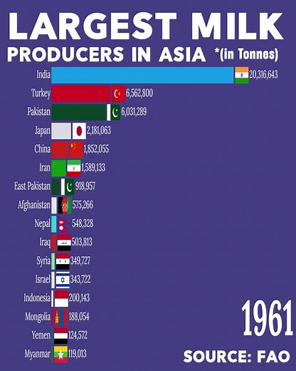 Leading Milk Producers in Asia #milk #milkproduction | DataRoyals