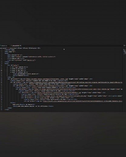 Amazon shopping website through html and css #coding #website #computer