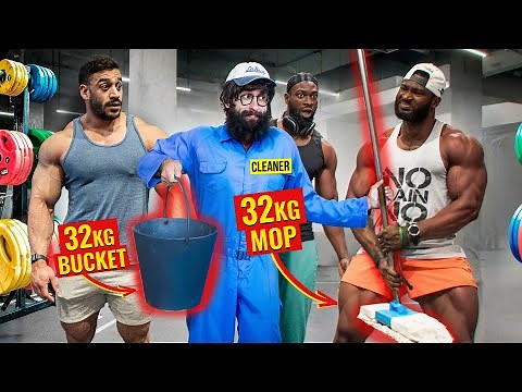 ELITE Powerlifter ANATOLY Use 32kg Mop and 32kg Bucket | Pretended to be a CLEANER in a GYM #41