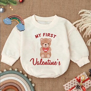 Valentine Baby Romper, Teddy Bear Valentine Baby Outfit, My 1st Valentine's Day Outfit With Hat, Personalized Newborn Valentine Baby Gift - Etsy