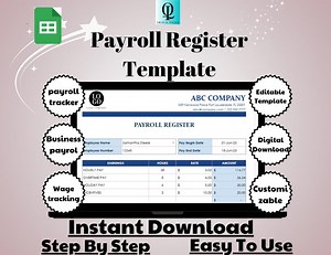 Payroll Register Template: Editable Excel & Google Sheets (digital Download) - Etsy