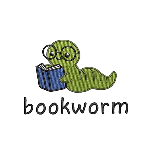 Bookworm Embroidery Design, Reading Worm Embroidery File, Cute Reader Embroidery Pattern, Book Lover Machine Embroidery Design - Etsy