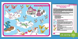 Talk About Sorting into Groups Maths Poster and Planning Ideas