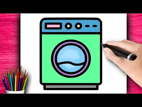 👉✨ COMO DIBUJAR UNA LAVADORA ✨ DIBUJO TAN LINDO 🌈 DIBUJO LINDO FACIL 🎨 PASO A PASO 🖍