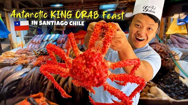 GIANT Antarctic KING CRAB & TRADITIONAL Market STREET FOOD Tour in Santiago Chile