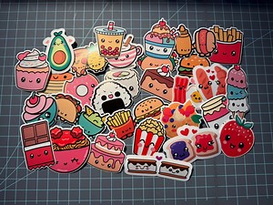 30 Pc Cute Food Stickers - Etsy