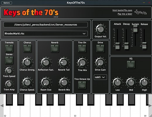 Keys of the 70's by LostIn70s - keyboard effect Plugin VST3 Audio Unit