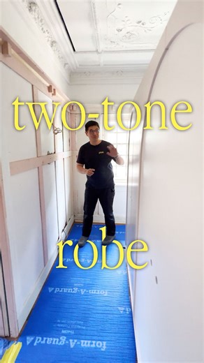 2.6K views · 17 reactions | Two tone wardrobe! - Free standing - Two piece door construction - Sits on a steel frame with painted legs | Plot Joinery | Facebook
