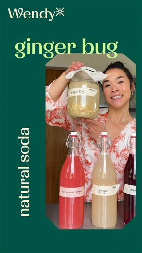 This is how a ginger bug makes natural soda in any flavour you like. Through wild fermentation, using just raw ginger, sugar, and water, you can create your own probiotic soda at home. On the skin of ginger live wild yeasts and lactic acid bacteria. Feed them sugar, and the magic begins: ✨ Yeasts turn sugar into carbon dioxide and a little ethanol ✨ Lactic acid bacteria create lactic acid for tang and preservation Seal it in a bottle to trap the carbon dioxide and you’ve got real, naturally carb