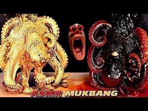 [ASMR MUKBANG] GIANT GOLDEN SPICY OCTOPUS EATING 대왕 문어 먹방 Gurita raksasa Bạch tuộc 巨大タコ ปลาหมึกยักษ์