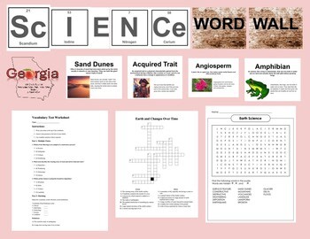 Science Word Wall (GSE, NGSS) 5th Grade Vocabulary Cards