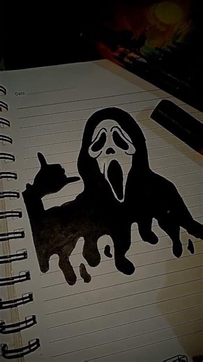 Creepy Ghostface Drawing 🖤 | Horror Art with Black Marker | Scream Inspired Sketch#shorts#Ghostface