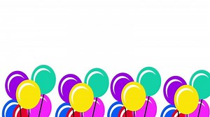 Download Multiple balloons rise in a wave-like motion on a white background, simulating a celebration with a playful, animated design for free