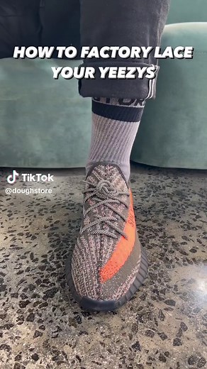 HOW TO FACTORY LACE YOUR YZY 👀 Watch and learn how to get your laces on your YZY Boost 350V2 sitting neat and clean … exactly how they come factory laced! #doughstore #yzy #lacingtutorial