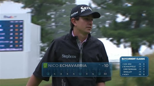 Nico Echavarria makes birdie on No. 9 at Baycurrent