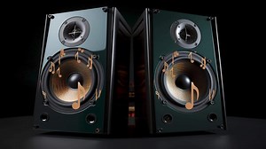 Download Dual Two Speakers, Sound, Music Note Elements Animated Vibration footage for background for free