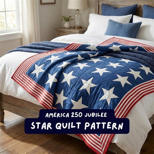 Patriotic American Flag Star Quilt Pattern America 250 Foundation Paper Piecing Block FPP Sewing Pattern PDF Red White Blue July 4th USA - Etsy