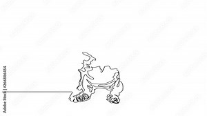 Cute, cute bulldog shows language. The animation is made with one line.