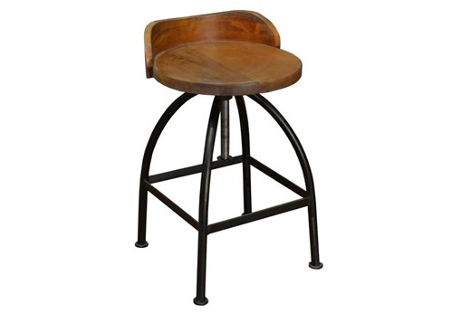 Industrial Wooden Bar Stool With Metal Frame, Adjustable Height Swivel Stool, Rustic Counter Seating - Etsy