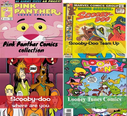 4 Archival Dvd-roms With Comics, Looney Tunes, Pink Panther, and Scooby Doo